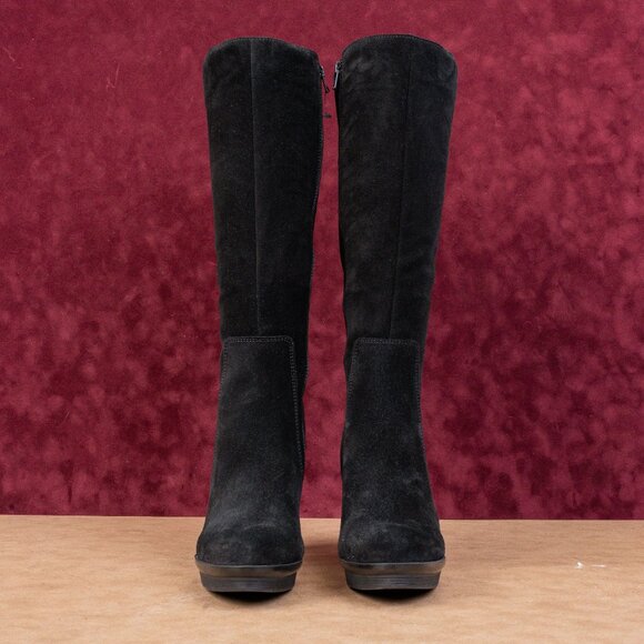 La Canadienne Women Leif Black Suede Waterproof Zip Fashion Knee Boots sz 10 - Picture 4 of 10